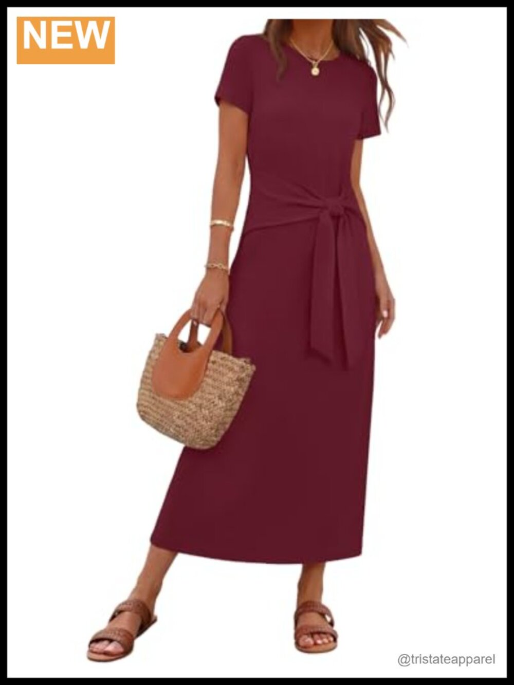 Women's Summer Wrap Maxi Dress Tie Waist Short Sleeve Casual Work T Shirt Dress